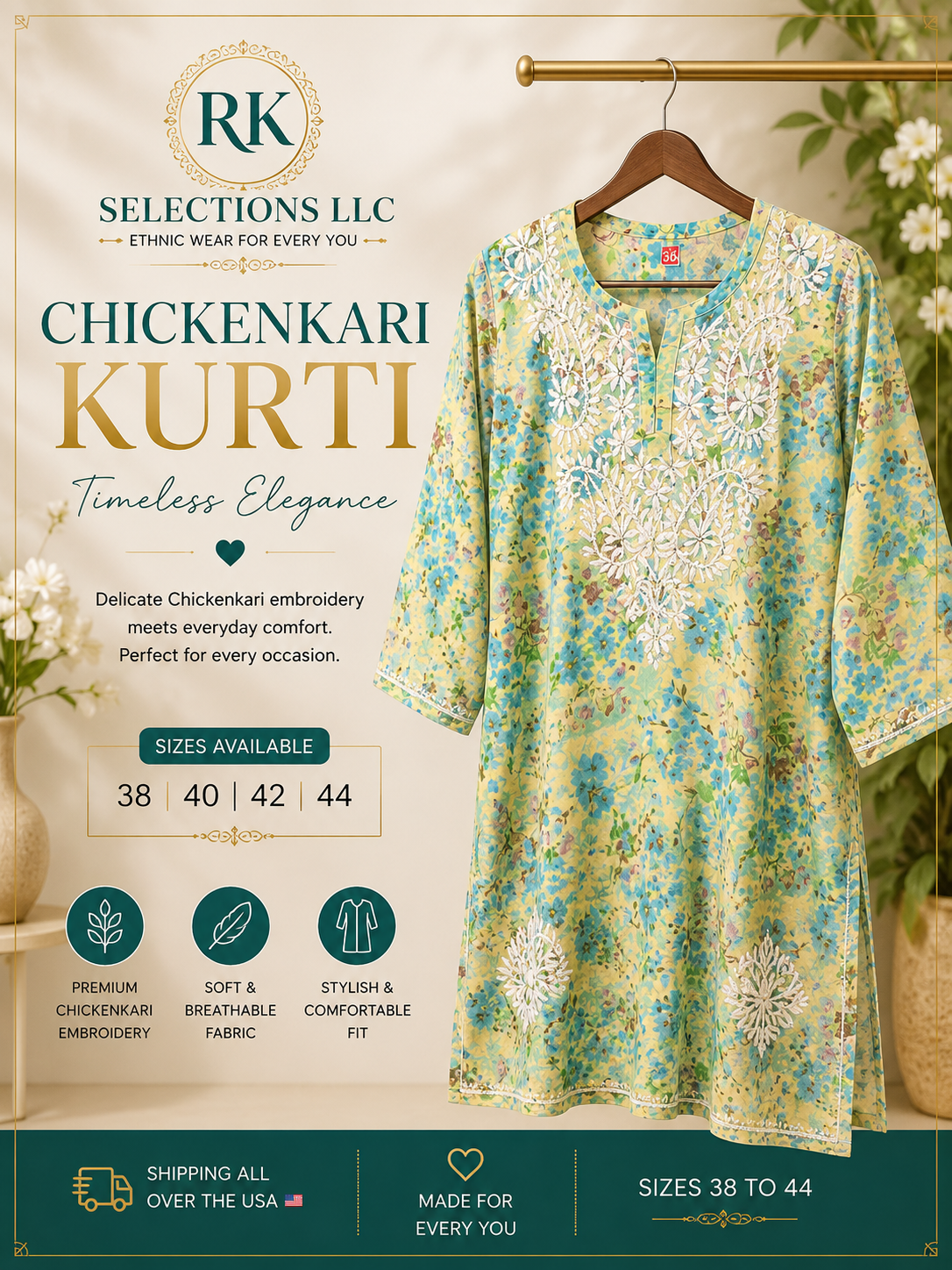 FLORAL MINT GREEN KURTI