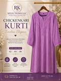 LILAC CHIKENKARI LONG KURTI