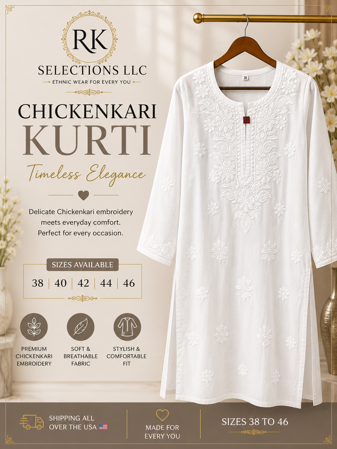 WHITE KARI KURTI