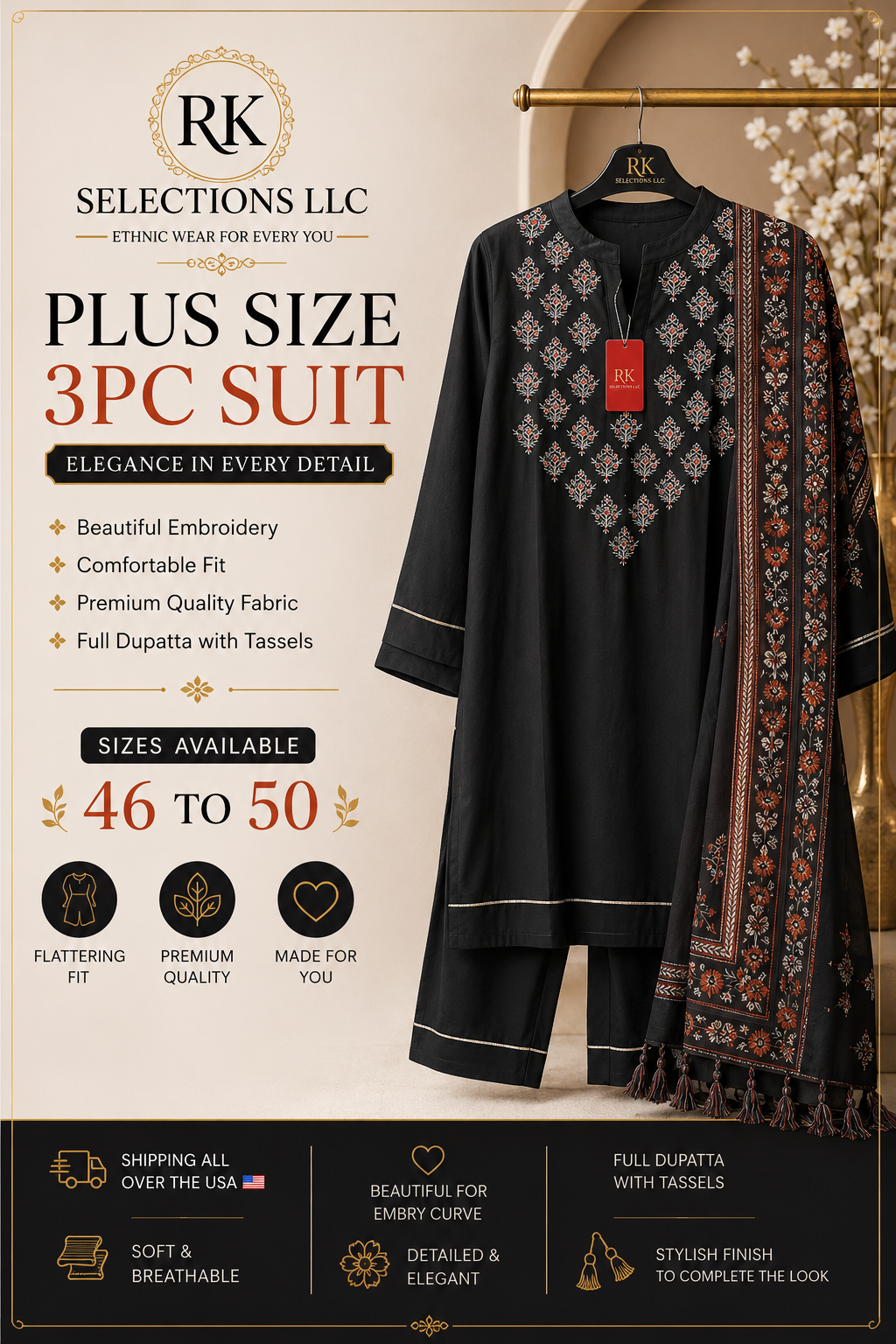 3pc black suit plus size