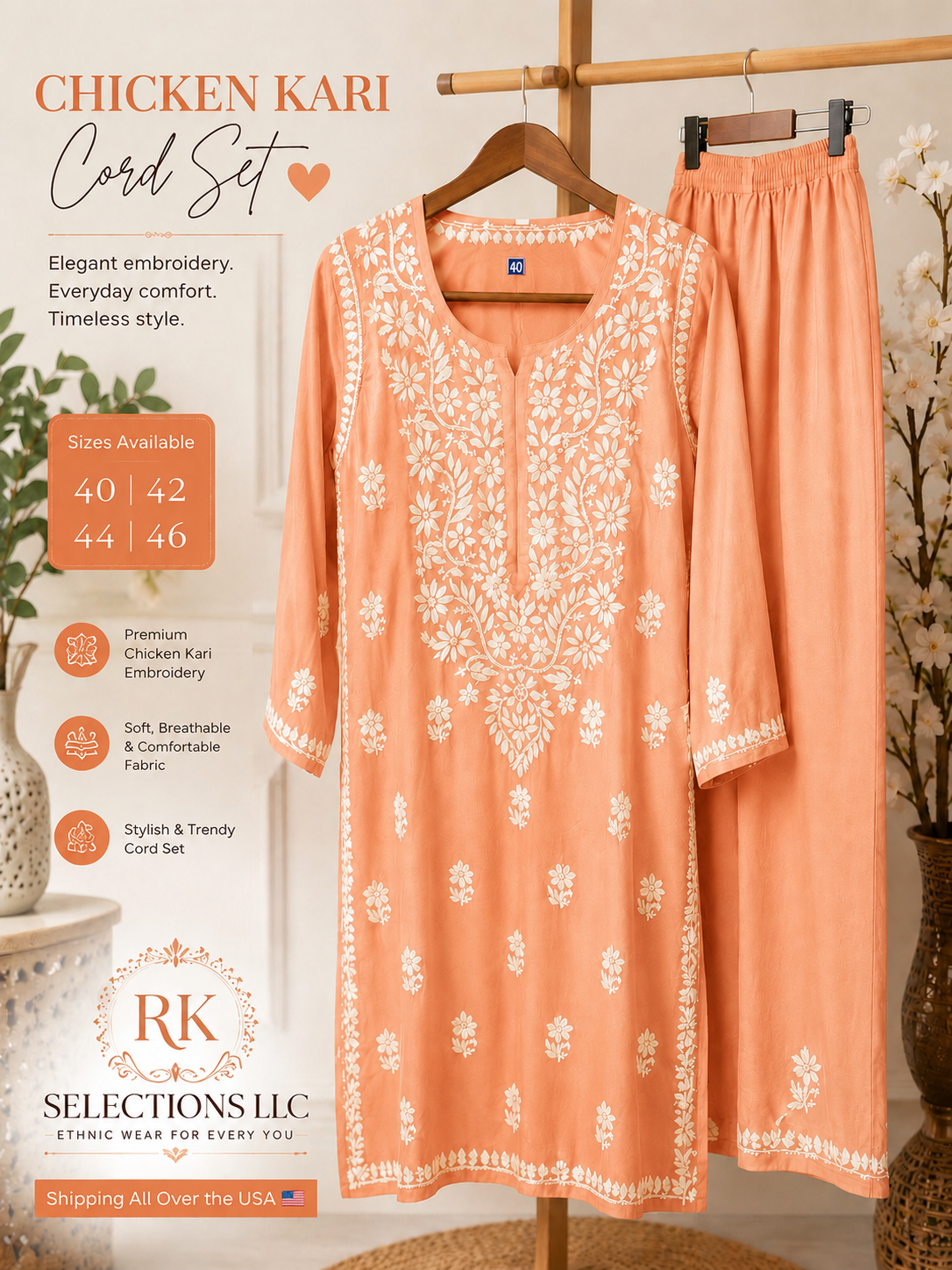 PEACH CHIKEN KARI CORD SET